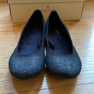Dark blue fabric Bandolino slip on shoes/ballet slippers